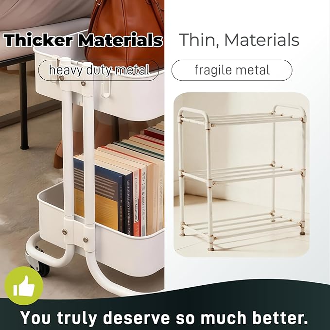 LiWNYRK 2 Tier Under Desk Storage Cart - Image 4