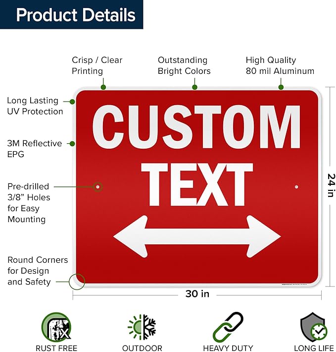 Custom Arrow, Custom Directional Sign, Two way Arrow, 24x30 Inches, 3M EGP - Image 6