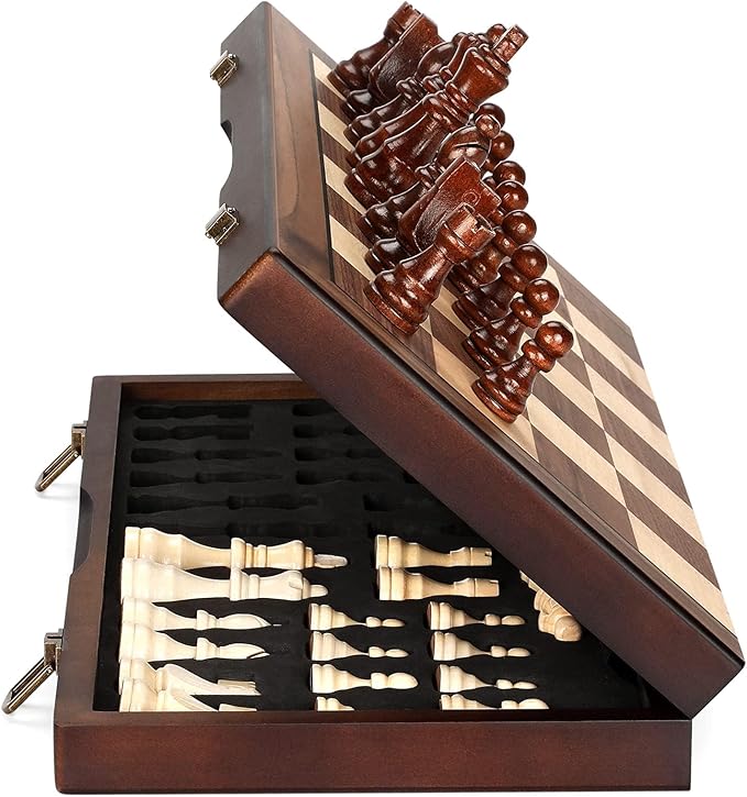 Magnetic Wooden Chess Set for Adults Kids 15'' Chess Board by Hurdaos