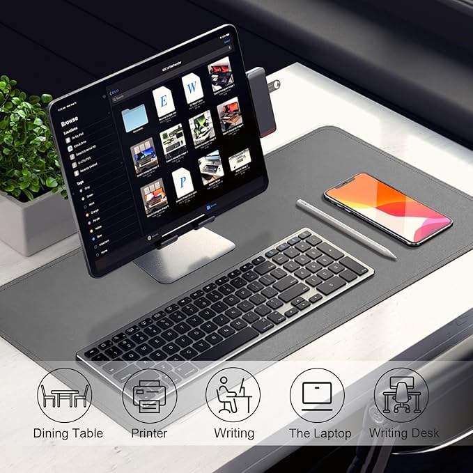BLESWIN Large Desk Pad, 47.2" x 17", Leather Desk Mat Protector, Waterproof - Image 5