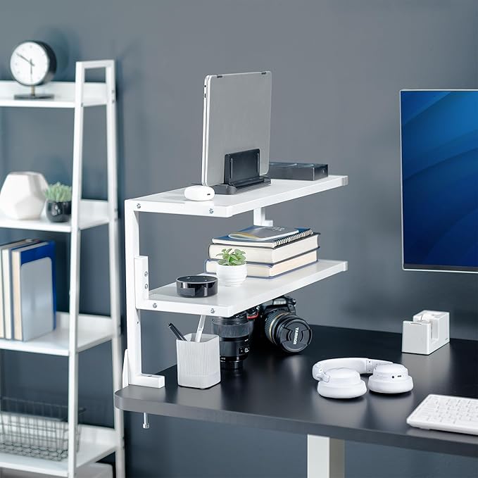 VIVO Clamp-on 24 inch Above or Below Desk 2-Tier Shelving Unit - Image 2