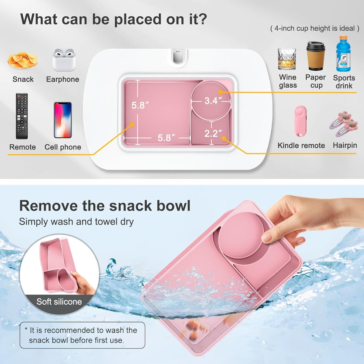 ERGONOV Tablet Pillow Stand for Lap with Snack Bowl and 360° Rotating Arm