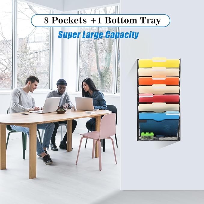 EASEPRES Desk File Organizer Mesh 9-Tier, Hanging Wall Mount Document - Image 3