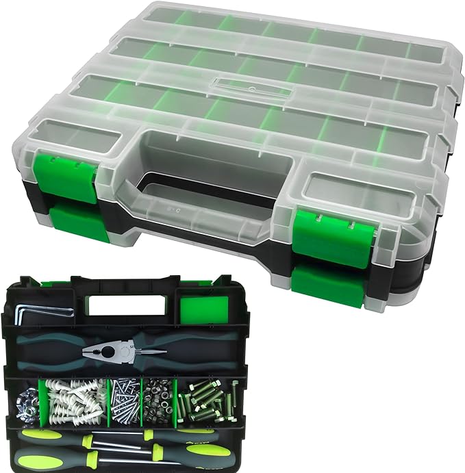 Tools Organizer Box Small Parts Storage Box 50-Compartment Double Side Hardware by BUSY-CORNER