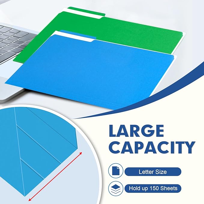 File Folder, PANDRI 220 Pack Colored File Folder, 1/3 Cut Tabs, Letter Size - Image 5