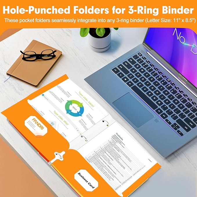 Two Pocket Portfolio Folders, PANDRI 60 Pack 3 Hole Punched 2 Pocket Folders - Image 5