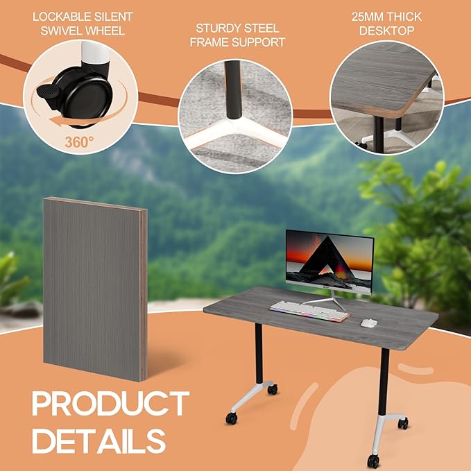 Folding Conference Table 4ft 5ft, Foldable Office Meeting Desk - Image 5