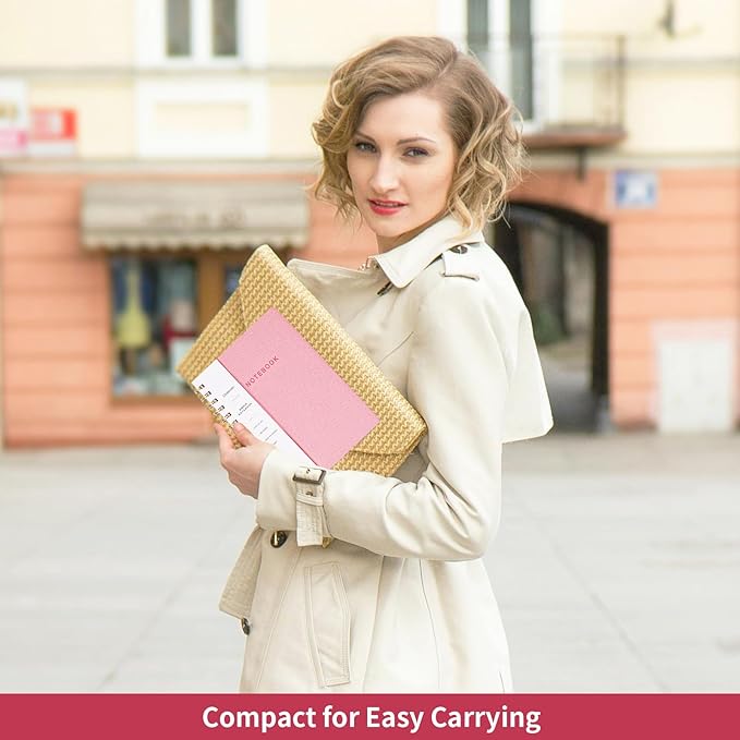 Oneirom Spiral Notebook, PU Leather Cover Business Journal, Twin-Wire Binding - Image 7