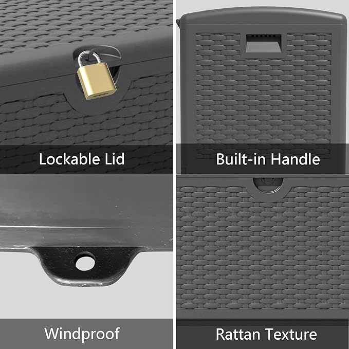 Yardgrace 80 Gallon Pro Resin Deck Box, Waterproof Outdoor Storage Bin - Image 7