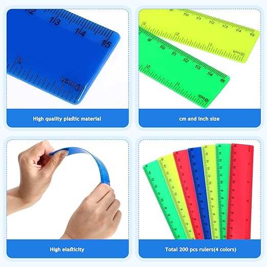 Zonon 500 pcs Rulers Bulk Plastic Flexible Straight Rulers - Image 6