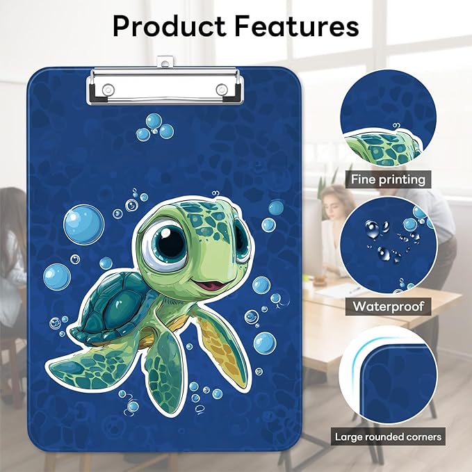 Luminzo Plastic Cute Clipboard Low-Profile Metal Clip, A4 Letter Size 9 x 12.5 - Image 6