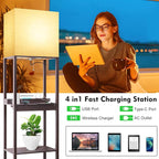 RUNTOP Floor Lamp with Shelves, Modern Standing Lamp with Wireless Charger - Image 2