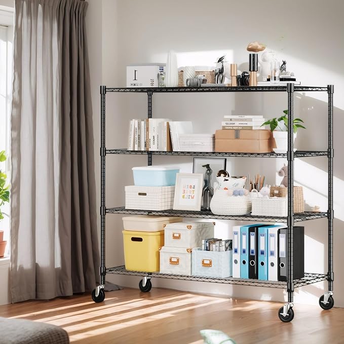 Himimi 72" H Storage Shelves 4 Tier Metal Shelving Adjustable Wire Shelf - Image 4