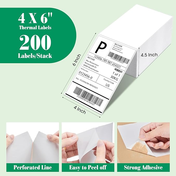 METRONIC Thermal Labels 4x6 200 Labels Fanfold Direct Shipping Label - Image 2