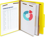 Blue Summit Supplies 10 Classification Folders, 2 Divider, Yellow | Heavy-duty, 2 in expansion, 2 prong fasteners, 2 dividers, 6 sections, for medical, legal, and personnel files