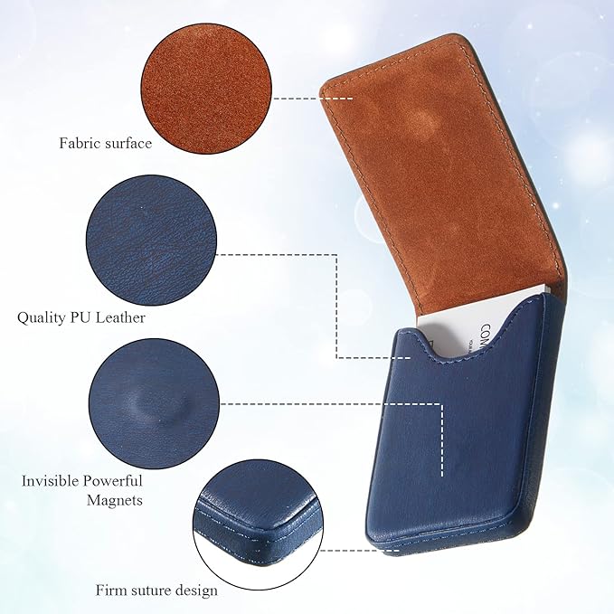 Outus 2 Pieces Business Card Holder, PU Leather Business Card Case Pocket Wallet - Image 3