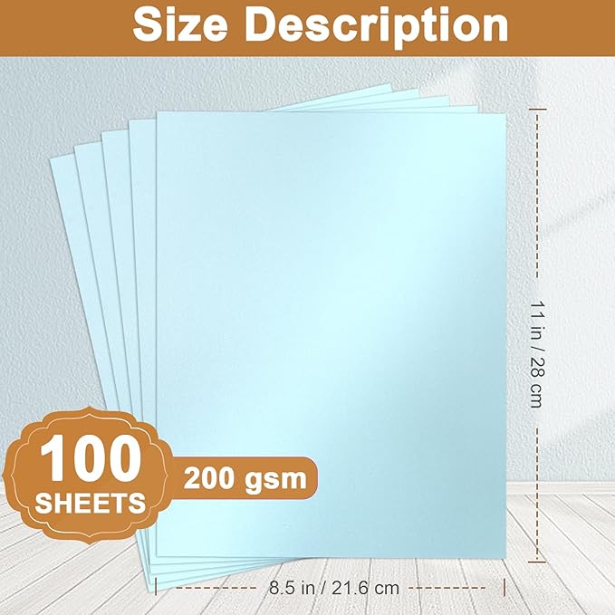 Silunkia 100 Sheets Blue Shimmer Cardstock 8.5 x 11 Certificate Paper, 75lb - Image 2
