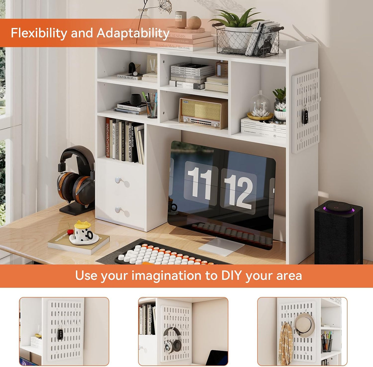 ELECWISH Desktop Bookshelf, Desk Shelf for Computer Desk, 36”, 7 Tier