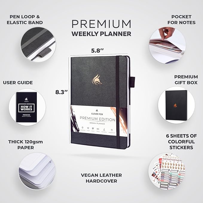 Clever Fox Planner Premium Edition – Undated Luxurious Weekly & Monthly Planner - Image 2