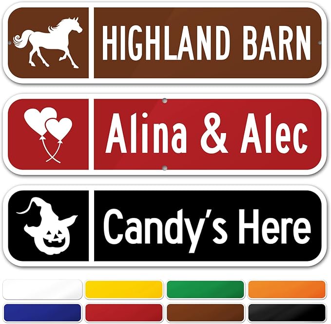 Custom Street Sign, Address Sign, 8 Colors, Reflective Option, Mounting Options by MySignCenter