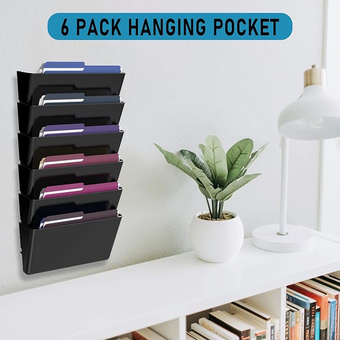 MINDEPOT 6 Pockets Acrylic Wall File Organizer, Plastic Hanging Wall File Holder - Image 7