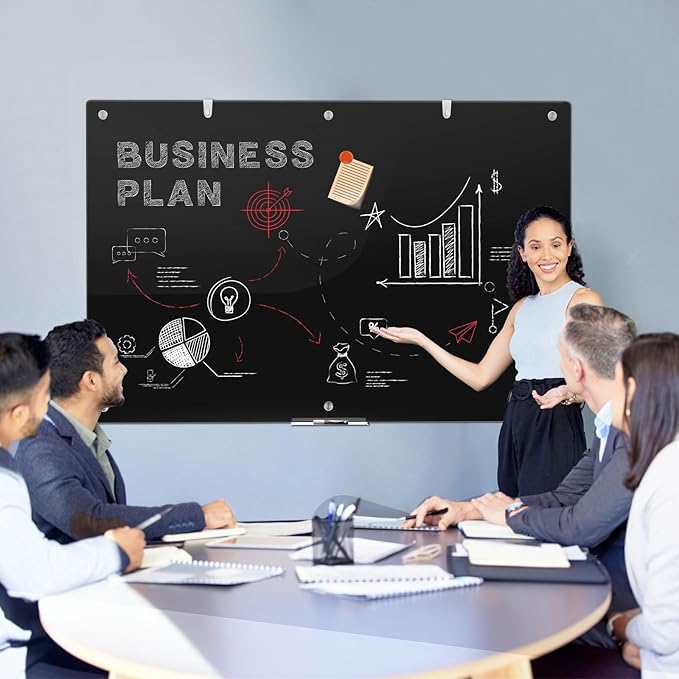 Large Black Glass Dry Erase Board, 72 x 48 Inches Magnetic Glass whiteboard - Image 7