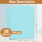 Silunkia 28 Sheets Light Blue Cardstock 8.5 x 11 Scrapbook Paper, 250gsm/92lb - Image 2