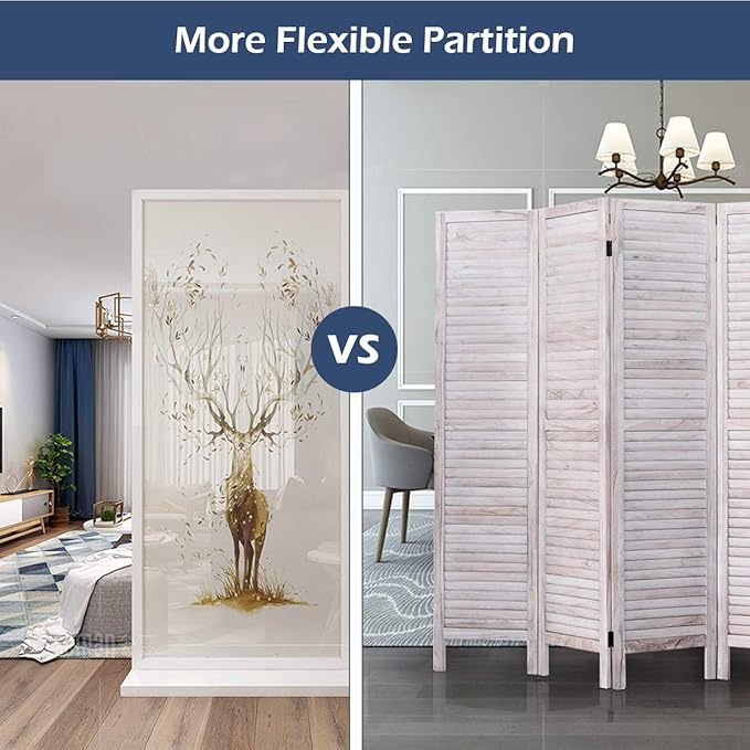 Giantex 6 Panel Wood Room Divider, 5.6 Ft Tall Oriental Folding Freestanding - Image 3