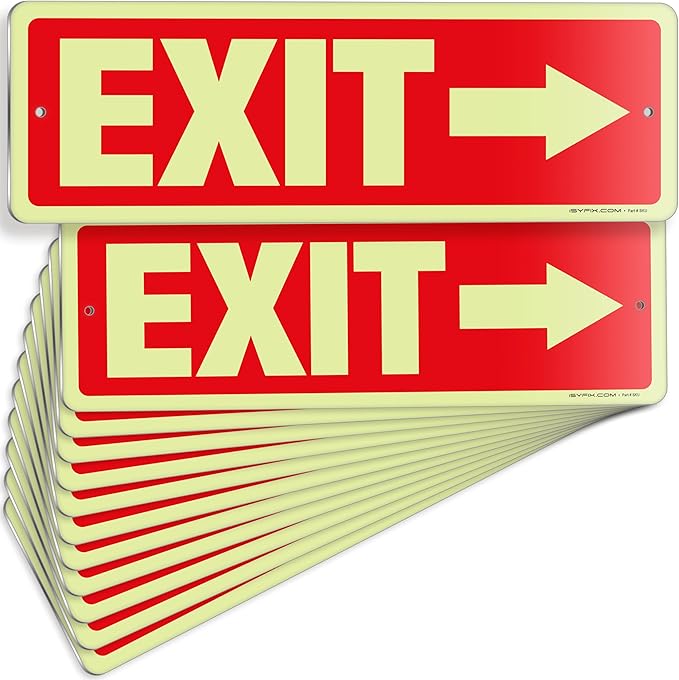 iSYFIX Exit Signs with Directional Right Arrow, Glow in the Dark, by iSYFIXPREMIUMSIGNS
