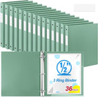 Henoyso 36 Pcs 3 Ring Binder 0.5 Inch Round Fits Letter Size 8.5'' x 11'' Paper by Henoyso