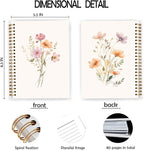 JWVK Rustic Wild Flower Spiral Notebook, Vintage Floral Botanical Notebooks - Image 2