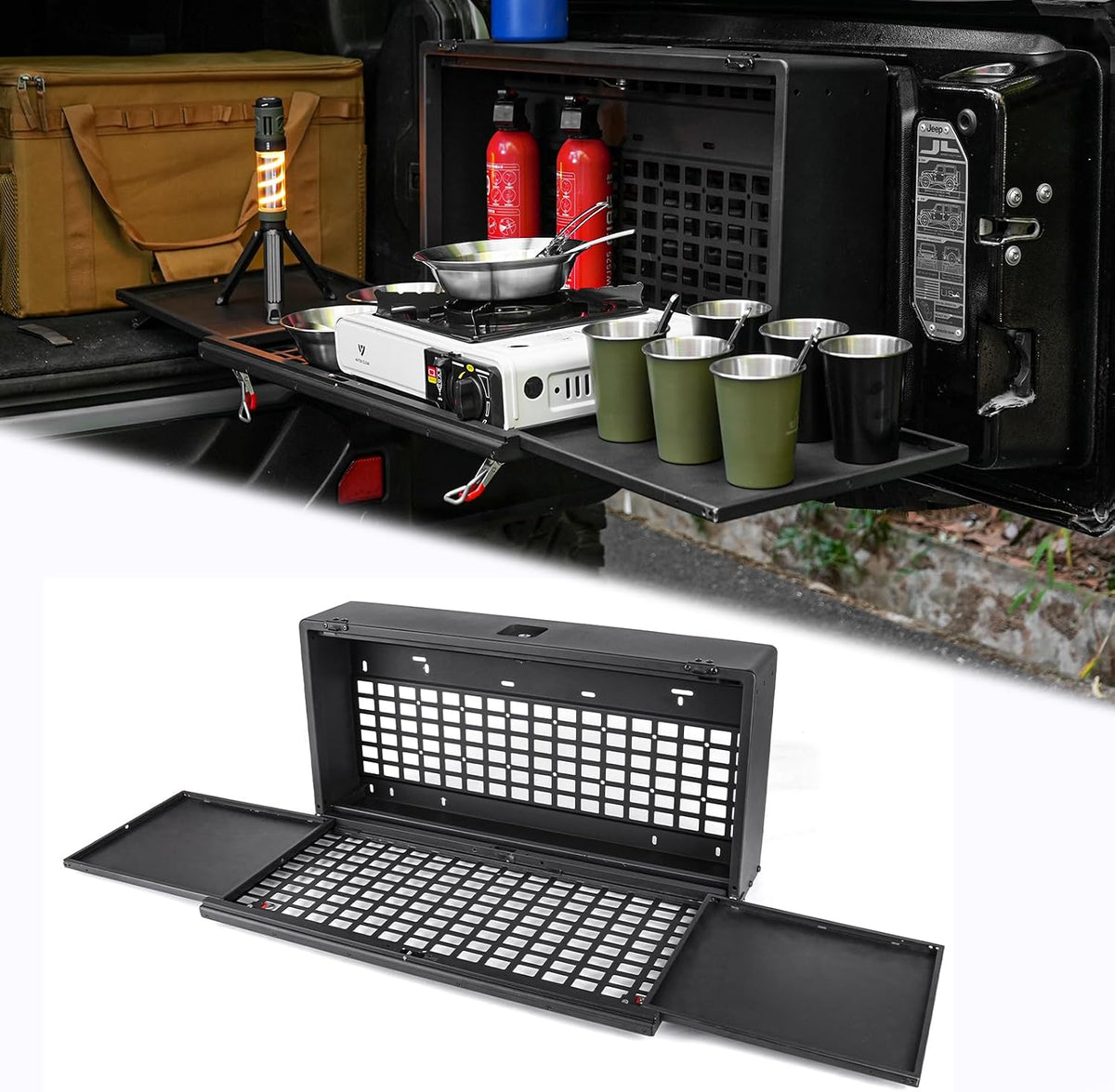 Z8 Tailgate Table Storage Lock Box Compatible with Jeep Wrangler JK JKU JL JL...