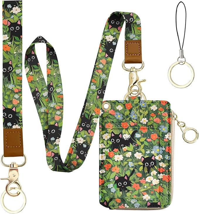 bolimoss Cute 2-in-1 ID Badge Holder & Lanyard Wallet, 5 Card Slots, 1 Side by BOLIMOSS