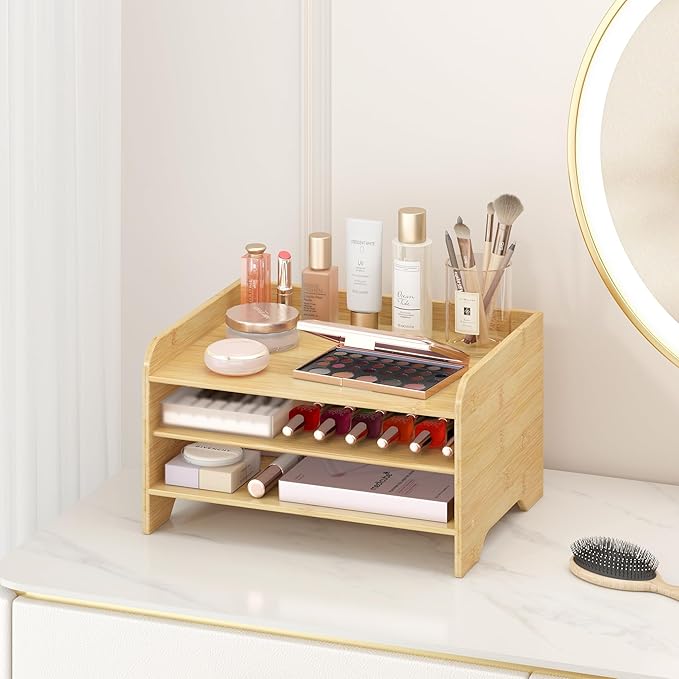Wisuce Essentials Bamboo Desk Organizer Mail Holder Countertop Letter Tray File - Image 6