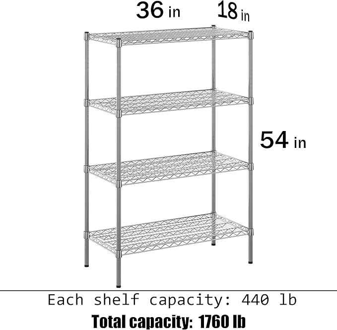 Regal Altair 18" Deep x 36" Wide x 54" Height Wire Shelving Kit | 4-Tier | NSF - Image 3