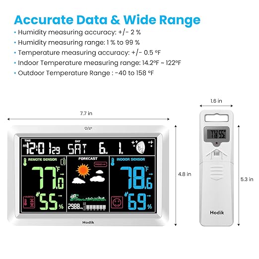Weather Station with Atomic Clock Indoor Outdoor Thermometer Wireless, Humidity - Image 5