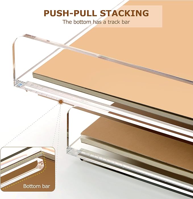 SANRUI 4 Tier Clear Desk Paper Letter Organizer Trays, A4 Stackable File - Image 4