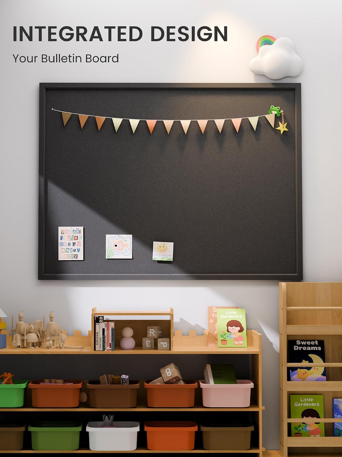 Fluxynara Framed Felt Bulletin Board, 47.2" x 35.4", Black