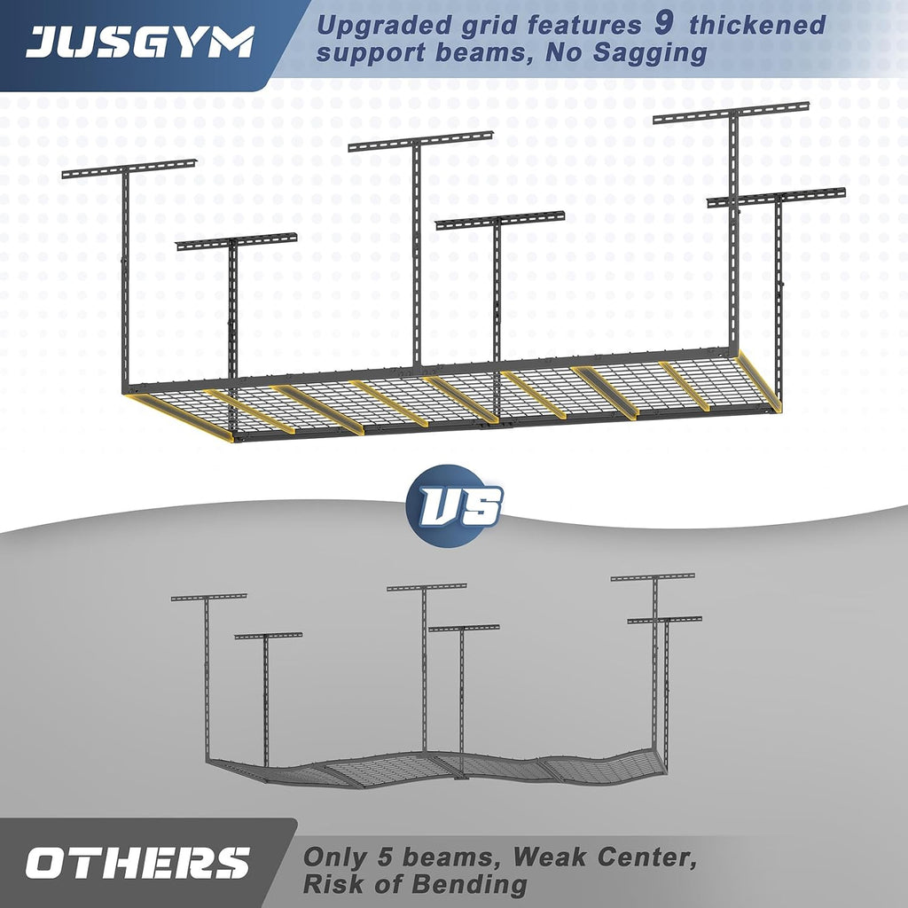 4x8ft overhead garage storage rack 750lbs capacity, 26"-40", close-up detail