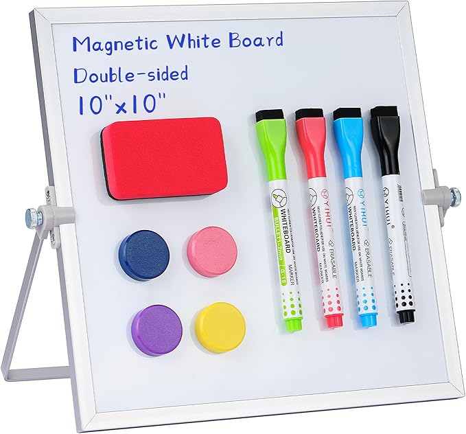 MXG 10x10 Inch Magnetic Dry Erase Board, Double Sided Small Whiteboard by Unknown