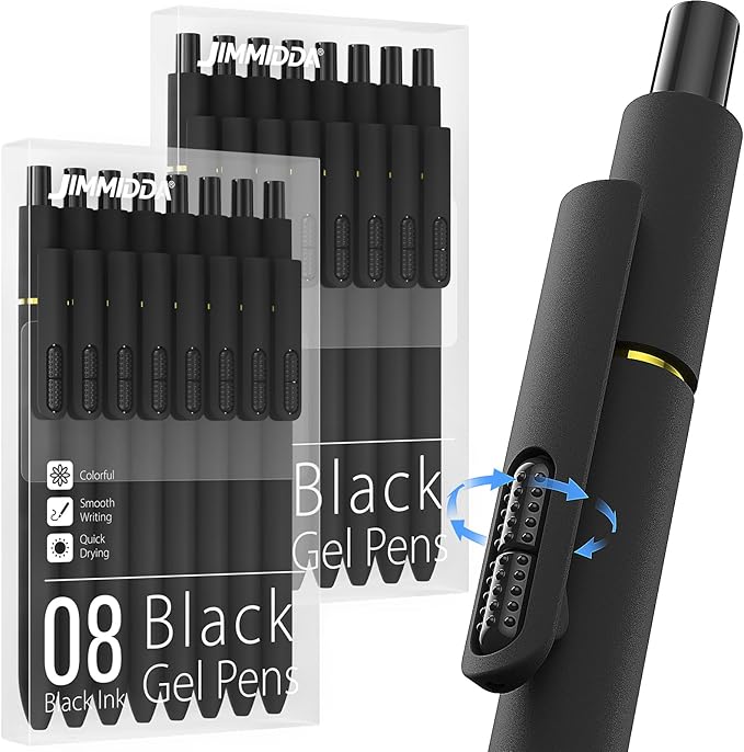 JIMMIDDA 16Pcs Black Gel Pens by JIMMIDDA