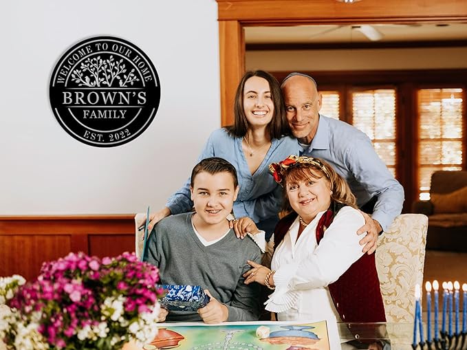 Welcome to Our Home Metal Sign, Personalized Family Name Tree of Life Sign - Image 2