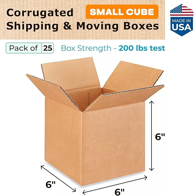 IDL Packaging B-666-25 Packaging Cube Corrugated Shipping Boxes 6"L x 6”W x 6"H - Image 2
