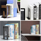 Book Ends, Heavy Duty Bookends to Hold Books, Metal Bookends | Book Ends for Home Office Decorative, Black 6.5 x 5 x 5.7 in, 7 Pair/ 14Piece