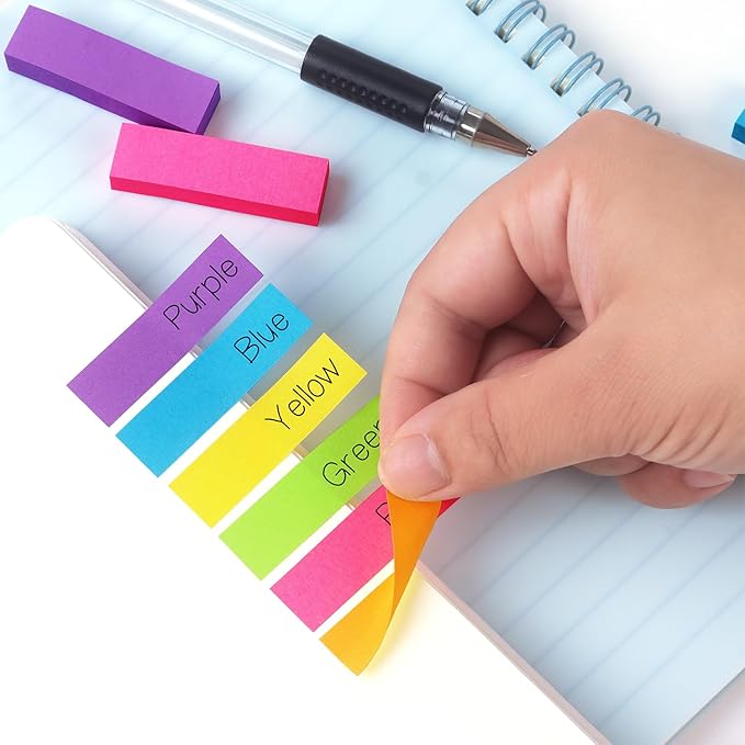 30 Pads 0.6x2 Inch Sticky Notes Flags Tabs Page Markers 10 Bright Color Sticky - Image 6