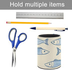 Sardine Fish Pencil Holder Leather Desk Organizer Stand Round Pen Cup Container - Image 5
