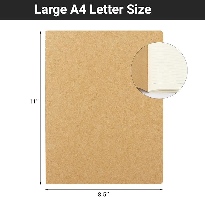 EUSOAR Notebook Journal, 6 Pack A4 11" x 8-1/2", 40 Sheets/ 80 Pages, 100gsm - Image 2