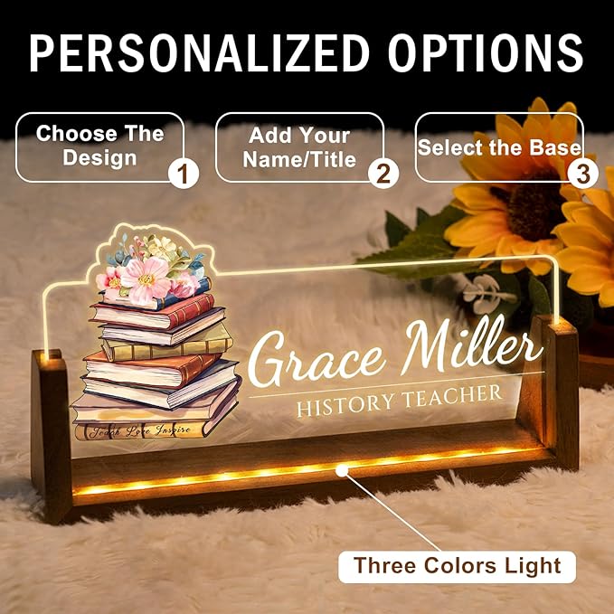 Desk Name Plate Personalized, Custom Office Light Up Name Plate - Image 6