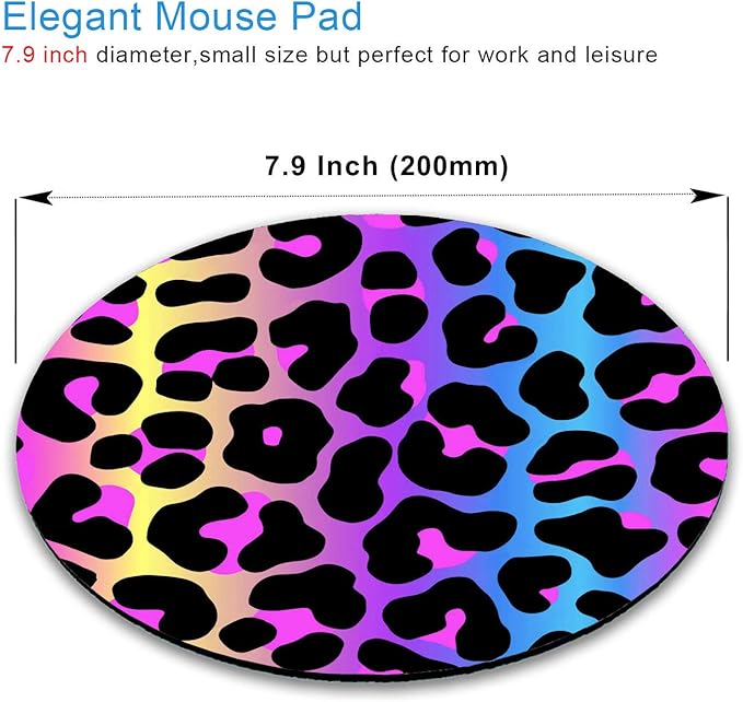 IMAYONDIA Cheetah Animal Print Gaming Mouse Pad, Colorful Leopard Round Mouse - Image 2