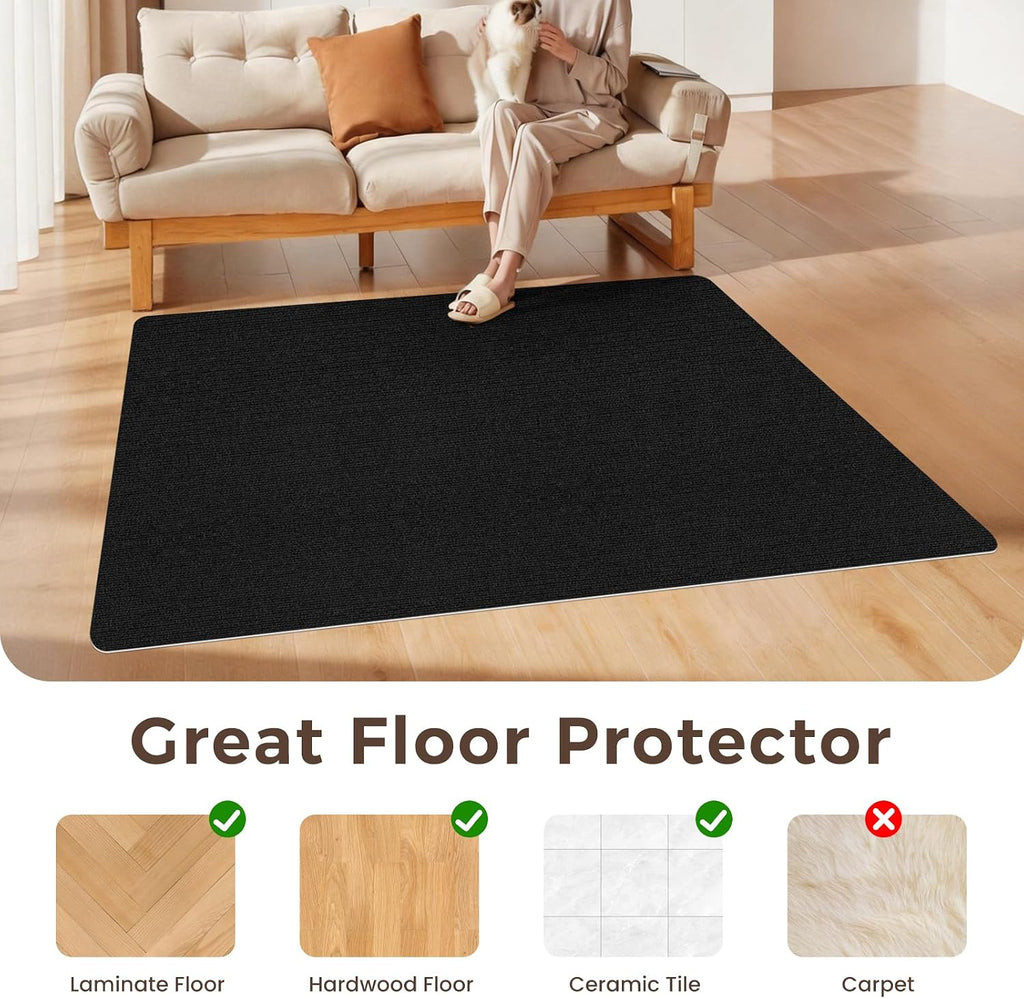 Sycoodeal Office Chair Mat for Hardwood Floor,Slip Resistant Floor Mat for Rolling Chairs,Easy to Clean,Large Floor Protector Office Computer Gaming Chair,Black(36"x55")